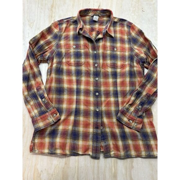 Duluth Tops - Duluth Trading Women’s Fall Flannel Short Pumpkin Patch M Cotton